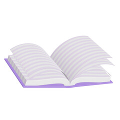 Open book on white background. 3d render
