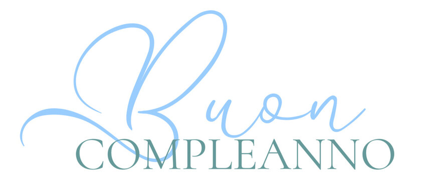 Buon compleanno. Happy Birthday quote in Italian. Lettering for banner, header, flyer, card, poster, flyer, gift. Buon Compleanno.