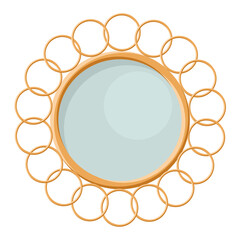 Art deco mirror. Vector element isolated on white background. Interior Design. Round Mirror Sun