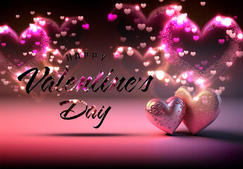 Two Pink Hearts with Text Effect Mockup for Valentine’s Day 2