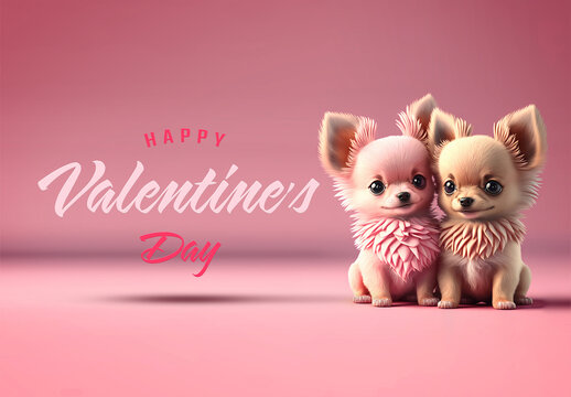 Valentine’s Day Text Effect Card with Two Cute Dogs Mockup 2