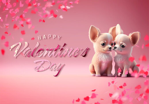 Valentine’s Day Text Effect Card with Two Cute Dogs Mockup 1