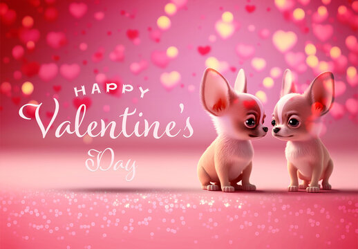 Valentine’s Day Text Effect Card with Two Cute Dogs Mockup 3