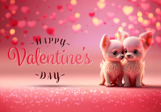 Valentine’s Day Text Effect Card with Two Cute Dogs Mockup 5