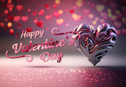 Two Pink Hearts with Text Effect Mockup for Valentine’s Day 1