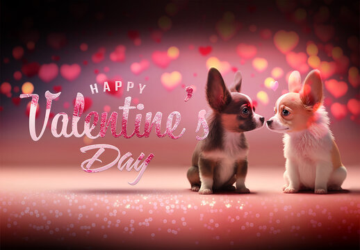 Valentine’s Day Text Effect Card with Two Cute Dogs Mockup 4