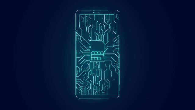 e sim card chip global connectivity and mobile network animation