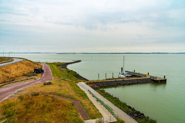Fototapeta na wymiar view of the Zuiderze from the Afsluitdijk dam, Friesland, Netherlands