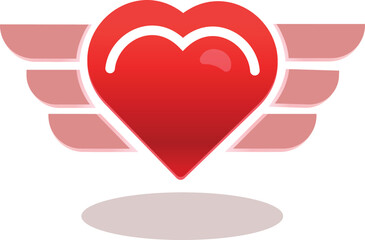 Heart with wings love shape icon