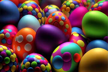 Fototapeta na wymiar Colorful easter eggs wallpaper background illustration. Generative AI