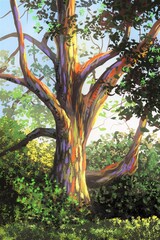 Fototapeta premium Rainbow eucalyptus digital painting