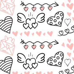 Wandcirkels plexiglas Vector Illustration Hand Draw Valentine Heart Pattern © Yusqy