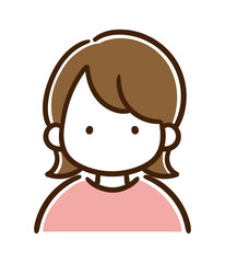 シンプルな若い女性のおしゃれなアイコンイラスト