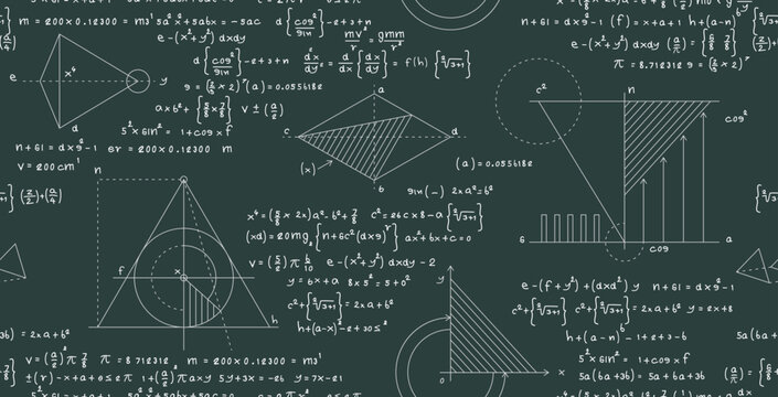 Numerical formulas for calculating the area of triangles and circles.