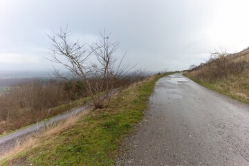 road in the countryside on a top of the hill