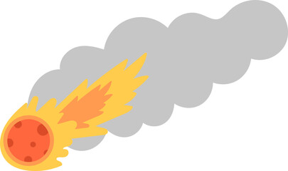 Comet flat icon Natural disaster Fire ball