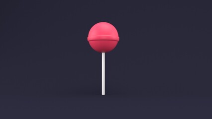 Red or Pink lollipop 3d image 3D rendering illustration
