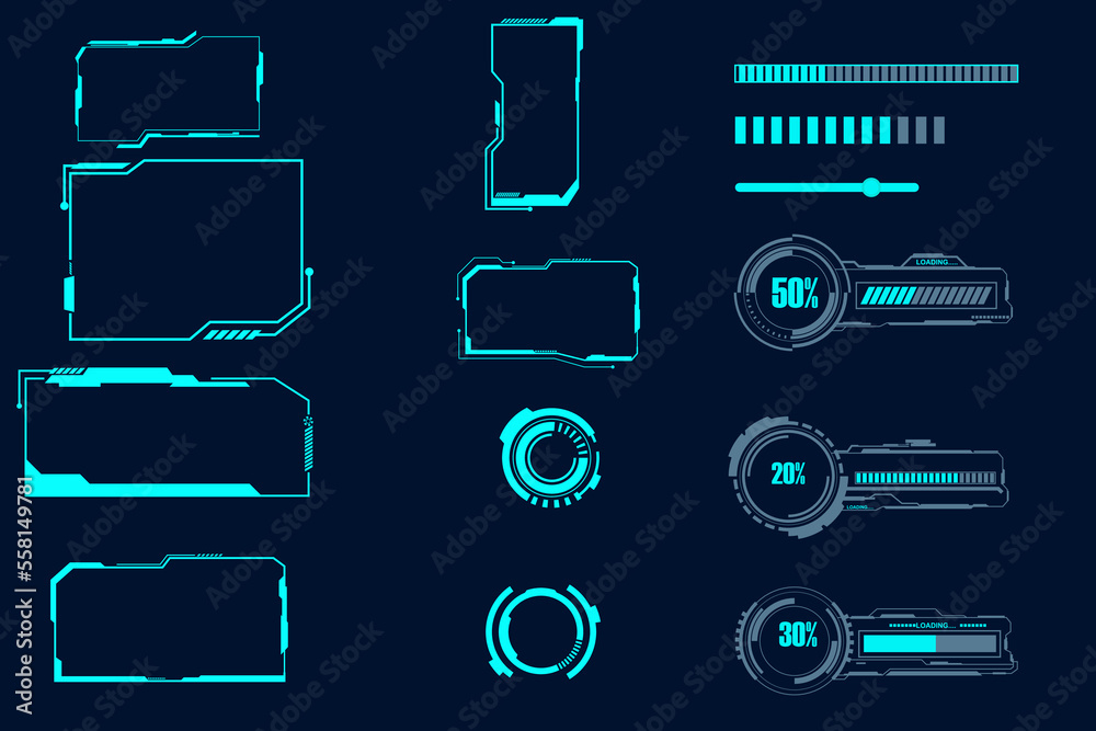 Wall mural futuristic vector hud interface screen design digital callouts titles hud- ui gui futuristic user