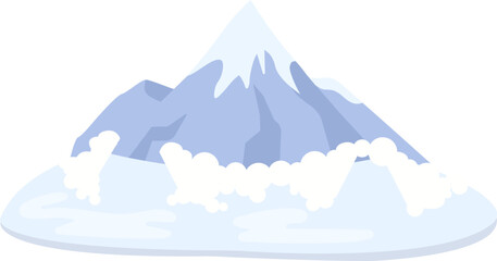 Snowy mountain flat icon Natural disaster