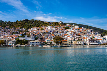 Naklejka na ściany i meble Skopelos town on Skopelos island, Greece 