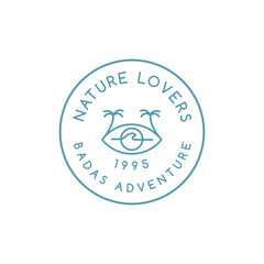 Obraz premium nature beach with coconut tree logo design vector holiday