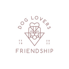 dog head with love logo design vector minimal pet