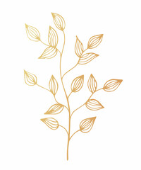 A flower, a branch of gold leaf