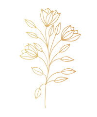 A flower, a branch of gold leaf