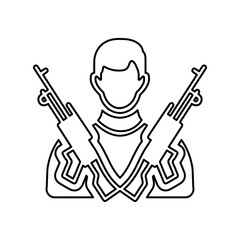 Extremist, malcontent, radical outline icon. Line art vector.