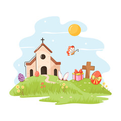 Beautifully crafted flat illustration of easter