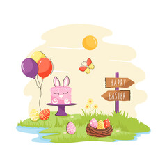 Beautifully crafted flat illustration of easter
