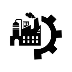 Factory, industrial, manufacture icon. Black vector graphics.