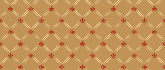 Vintage wallpaper with ornament on gold. Seamless pattern for background wallpaper design. Vector illustration.