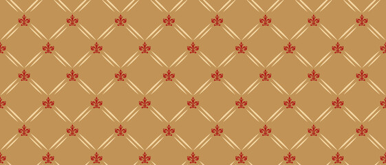 Naklejka premium Vintage wallpaper with ornament on gold. Seamless pattern for background wallpaper design. Vector illustration.