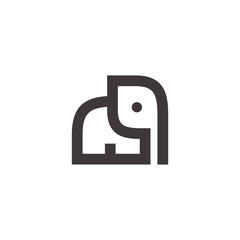Elephant line art logo design