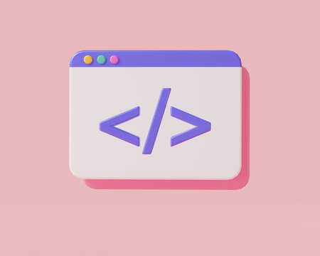 Programming code product development on web browser. Website coding, programming, Develop coding, Coding language development, java program html data, Web Development concept. 3d render illustration
