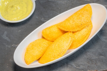 Fried empanadas, typical Colombian food
