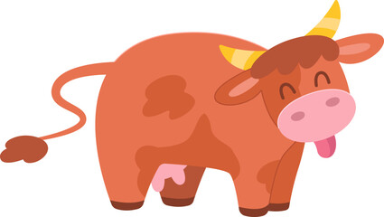 Cute cartoon cow flat icon Funny domestic animal