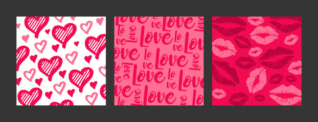 Happy Valentine's Day greeting cards. Trendy abstract square art templates. Suitable for social media posts, mobile apps, banners design and web,internet ads. Vector fashion backgrounds.