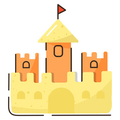 Premium flat icon of castle in doodle style 