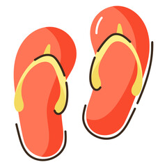 Beach footwear, doodle flat icon of flip flops 