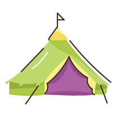 A customizable doodle flat icon of tent 