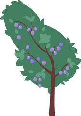 Plump tree with tasty fruits flat icon