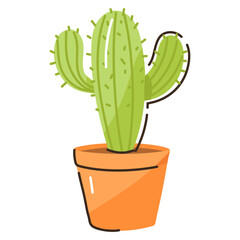 A scalable doodle flat icon of cactus