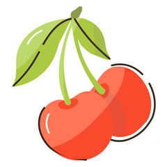 Look at this yummy cherries icon, flat doodle style 