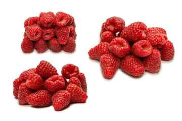 Tasty raspberries isolated on  white background.