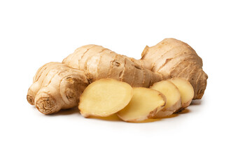 Ginger root isolated on white background.
