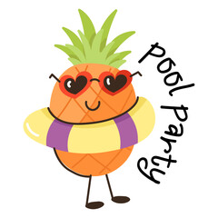 Cute pineapple flat sticker, editable design 