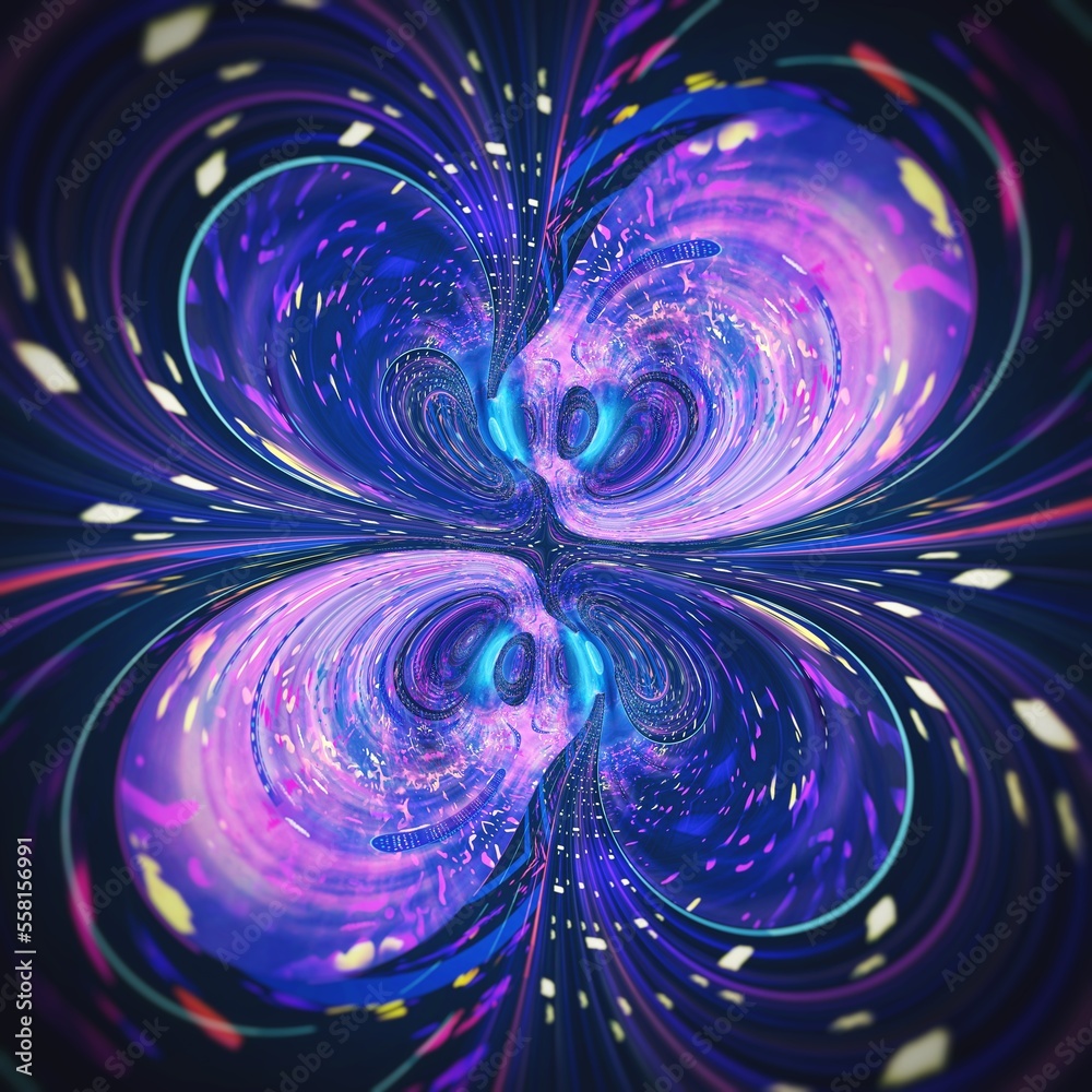 Sticker big data, information glowing colorful tunnel with particle. abstract background
