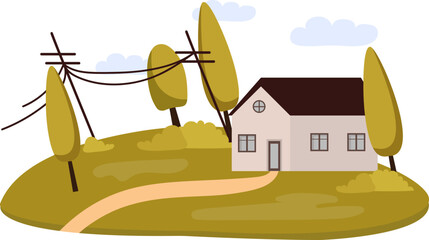 Countryside flat icon Natural disaster Heavy wind